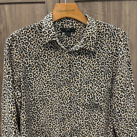 J Crew Size 8 Silk Button Shirt Cheetah Print Top - Picture 5 of 13